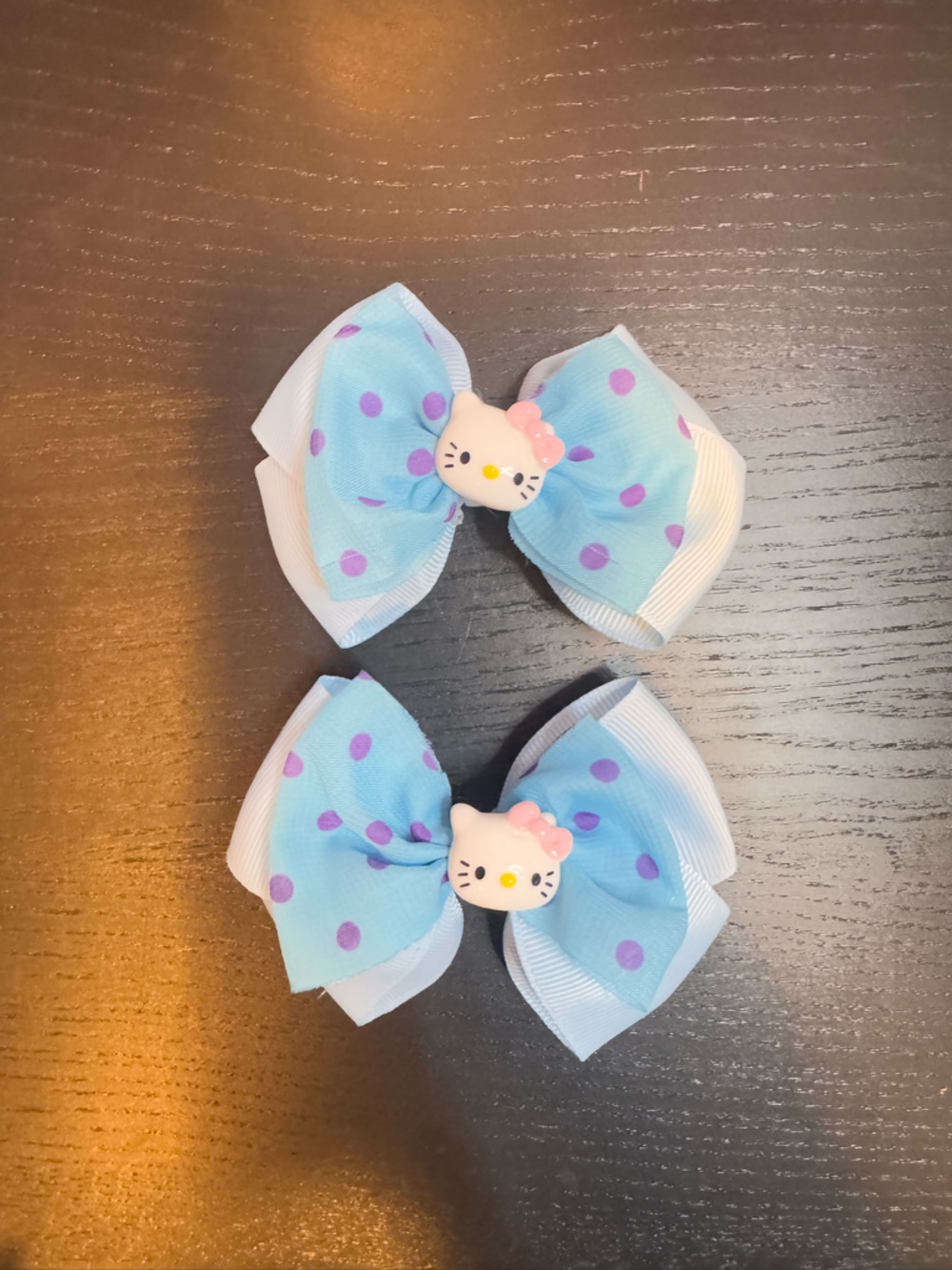 Hello kitty  Blue Polka Dot Hair bow set of 2